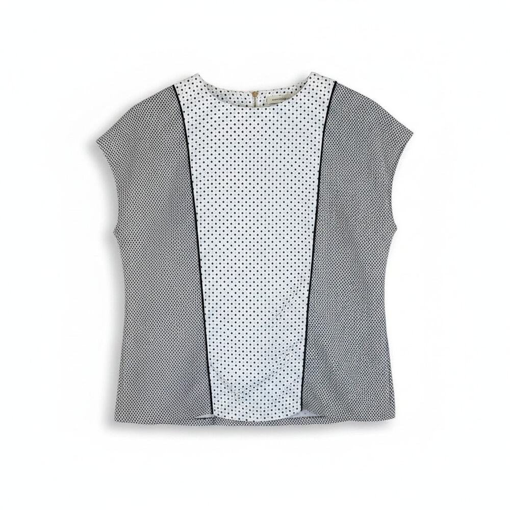 Express Womens Cap Sleeve Geometric Blouse Black White S Career Office Work